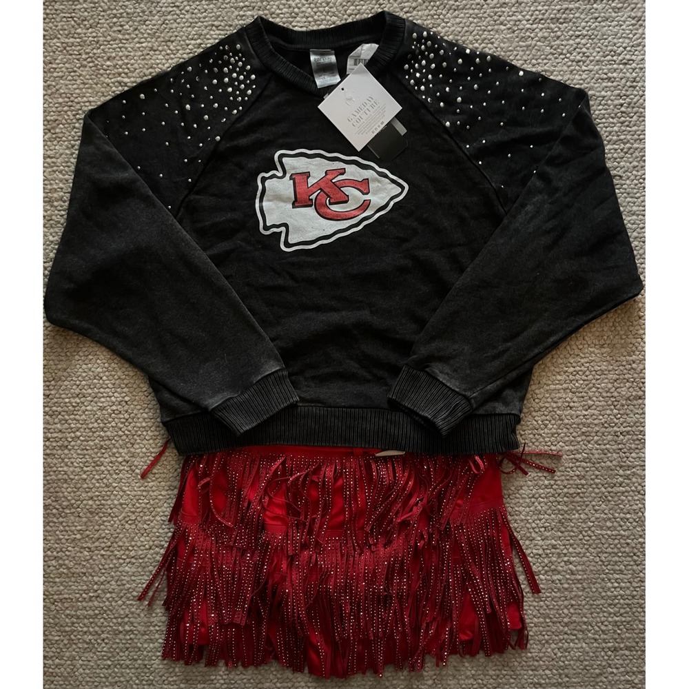 Gameday Couture Kansas City Chiefs Studded Sweatshirt and Fringe Skirt Set L - Picture 2 of 5